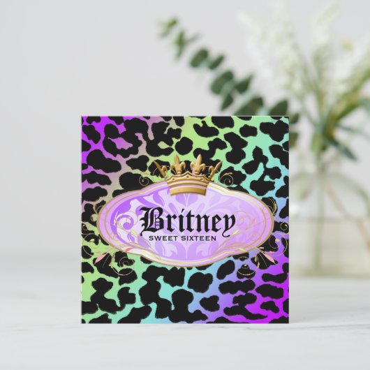 Invitation 311 Arc-en-ciel de Leopard Damask Améthyst (Debout devant)