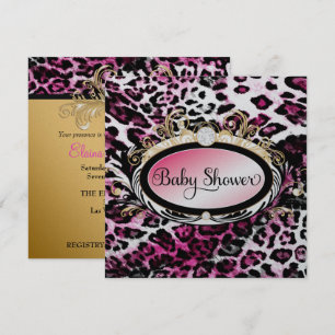 Invitation 311 Baby shower Léopard rose-Chaud opulent