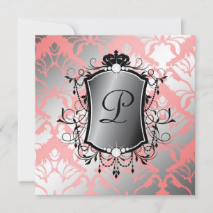 Invitation 311 Baby shower Ooh La Coral Damask
