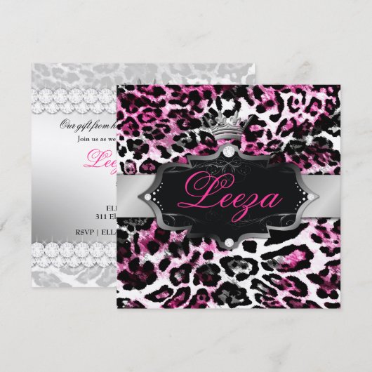 Invitation 311-Baroque Princess Black Pink Leopard Metallic (Devant / Derrière)