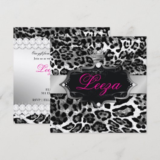 Invitation 311-Baroque Princess Leopard Metallic (Devant / Derrière)