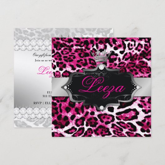 Invitation 311-Baroque Princesse Leopard Metallic (Devant / Derrière)