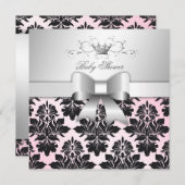 Invitation 311-Blackberry Precious Rose Damask | BABY SHOWER (Devant / Derrière)
