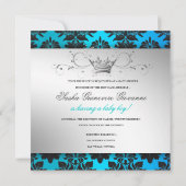 Invitation 311-Blackberry Tropical Blue Damask| Baby shower (Dos)