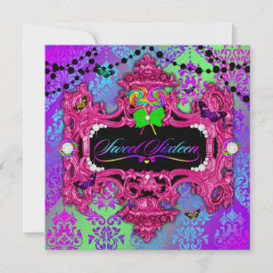 Invitation 311 Candy Wonderland Rose Sweet 16 Metallic Gold