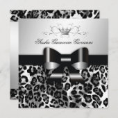 Invitation 311- Chic Black Leopard Bow | Sweet 16 (Devant / Derrière)