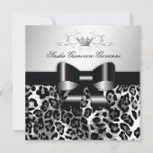 Invitation 311- Chic Black Leopard Bow | Sweet 16 (Devant)