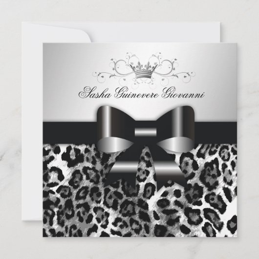 Invitation 311- Chic Black Leopard Bow | Sweet 16 (Devant)