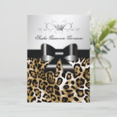Invitation 311 Chic Brown Leopard Bow 5x7| Métalliques argent (Debout devant)