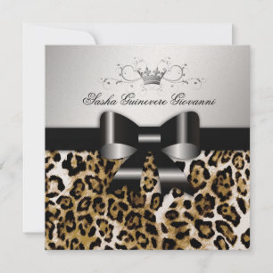 Invitation 311 Chic Brown Leopard Bow    Or métallique