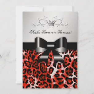 Invitation 311 Chic Cherry Red Leopard Bow Or métallique