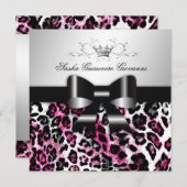 Invitation 311 Chic Chic Hot Black n Pink Leopard Bow| Sweet  (Devant / Derrière)