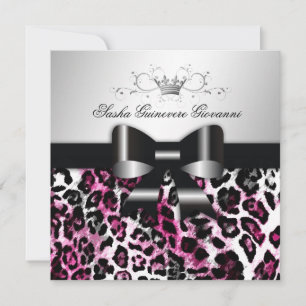 Invitation 311 Chic Chic Hot Black n Pink Leopard Bow  Sweet 