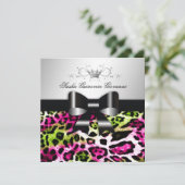 Invitation 311- Chic Chic Pink Lime Leopard Bow| Sweet 16 (Debout devant)