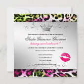 Invitation 311- Chic Chic Pink Lime Leopard Bow| Sweet 16 (Dos)