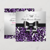 Invitation 311- Chic Lilac Leopard Bow| Sweet 16 (Devant / Derrière)
