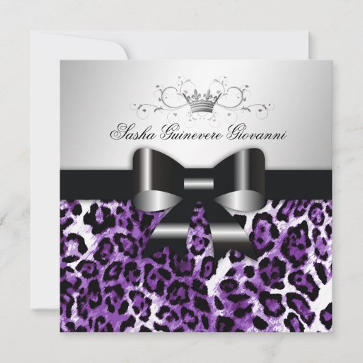 Invitation 311- Chic Lilac Leopard Bow| Sweet 16 (Devant)