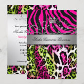 Invitation 311 Chic Lime rose Poster de animal| Or métallique (Devant / Derrière)