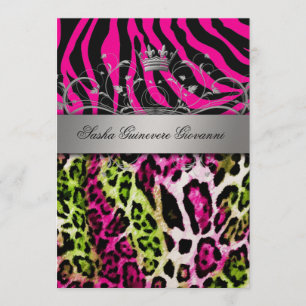 Invitation 311 Chic Lime rose Poster de animal  Or métallique