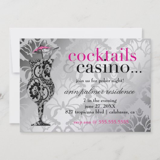 Invitation 311 cocktails et dentelle de casino (Devant)
