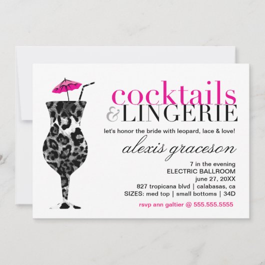 Invitation 311 cocktails et lingerie (Devant)