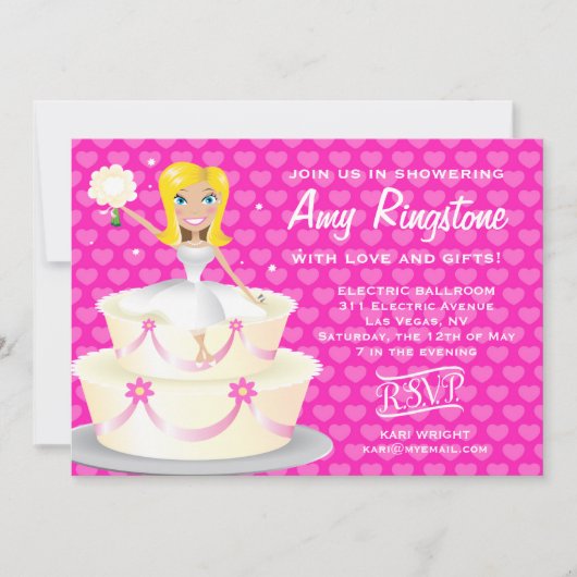 Invitation 311 coeurs roses blonds de Mlle Wright 2 (Devant)
