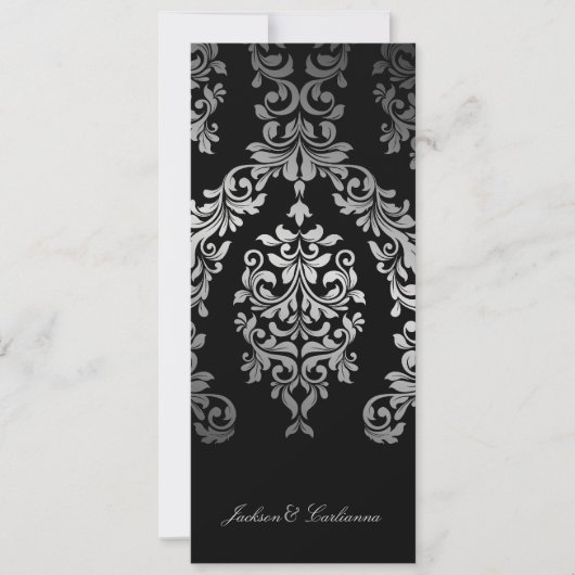 Invitation 311 Dashing Damask Faux Silver Custom (Devant)
