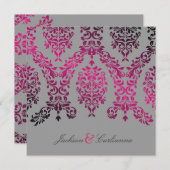 Invitation 311-Dashing Damask Night Magenta Gris Clair (Devant / Derrière)