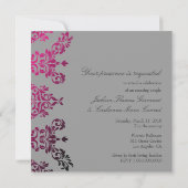 Invitation 311-Dashing Damask Night Magenta Gris Clair (Dos)