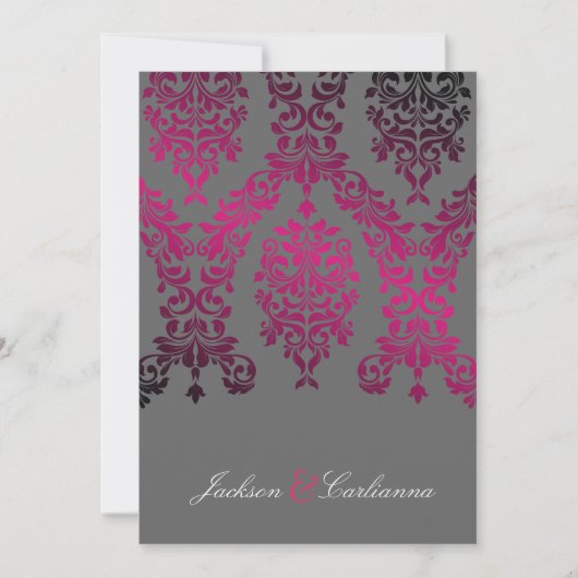 Invitation 311-Dashing Damask Night Magenta Gris Foncé (Devant)