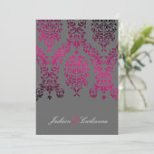 Invitation 311-Dashing Damask Night Magenta Gris Foncé (Debout devant)