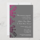 Invitation 311-Dashing Damask Night Magenta Gris Foncé (Dos)