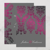 Invitation 311-Dashing Damask Night Magenta Gris Foncé (Devant / Derrière)