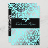 Invitation 311 Dazzling Damask Blue Star de David (Devant / Derrière)