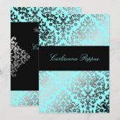 Invitation 311 Dazzling Damask Turquoise Blue (Devant / Derrière)