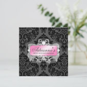 Invitation 311 diamants gris roses fascinants de damassé (Debout devant)