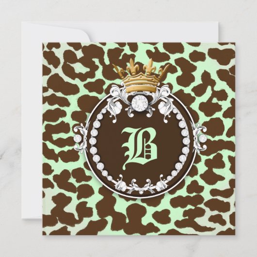 Invitation 311 Diamond Medallion Leopard Brown Mint Green (Devant)