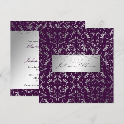 Invitation 311 Divine d'argent| Eggplant (Devant / Derrière)
