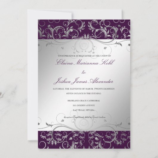 Invitation 311-Divine d'argent| Eggplant (Dos)