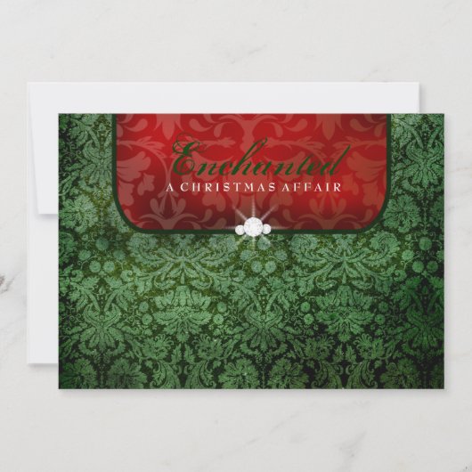 Invitation 311-Enchanté Damassé Rouge Vert (Devant)