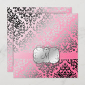 Invitation 311 Flamant rose rose Damas éblouissant (Devant / Derrière)