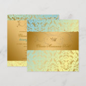 Invitation 311-Golden diVine Blue Yellow Sweet 16 (Devant / Derrière)