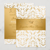 Invitation 311-Golden diVine White Delight Sweet 16 (Devant / Derrière)