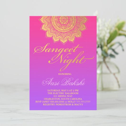 Invitation 311 Henna Sangeet NiPink Purple Ombre (Debout devant)