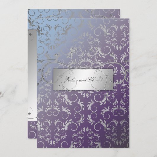 Invitation 311 Hydrangée Divine d'argent (Devant / Derrière)