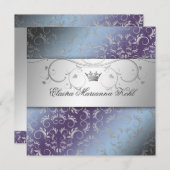 Invitation 311-Hydrangée divine d'argent Sweet 16 (Devant / Derrière)