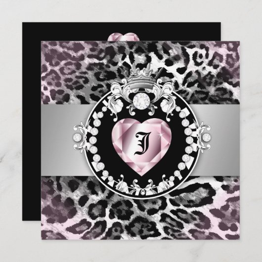 Invitation 311-Leopard-Tique Reine des Coeurs douce 16 (Devant / Derrière)