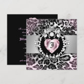Invitation 311-Leopard-Tique Reine des Coeurs Sweet 16 (Devant / Derrière)