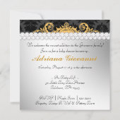 Invitation 311 Luxe Lion Heraldry Baby shower jaune (Dos)
