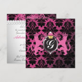Invitation 311 Luxe Lion Heraldry Pink Cupcake Baby shower (Devant / Derrière)